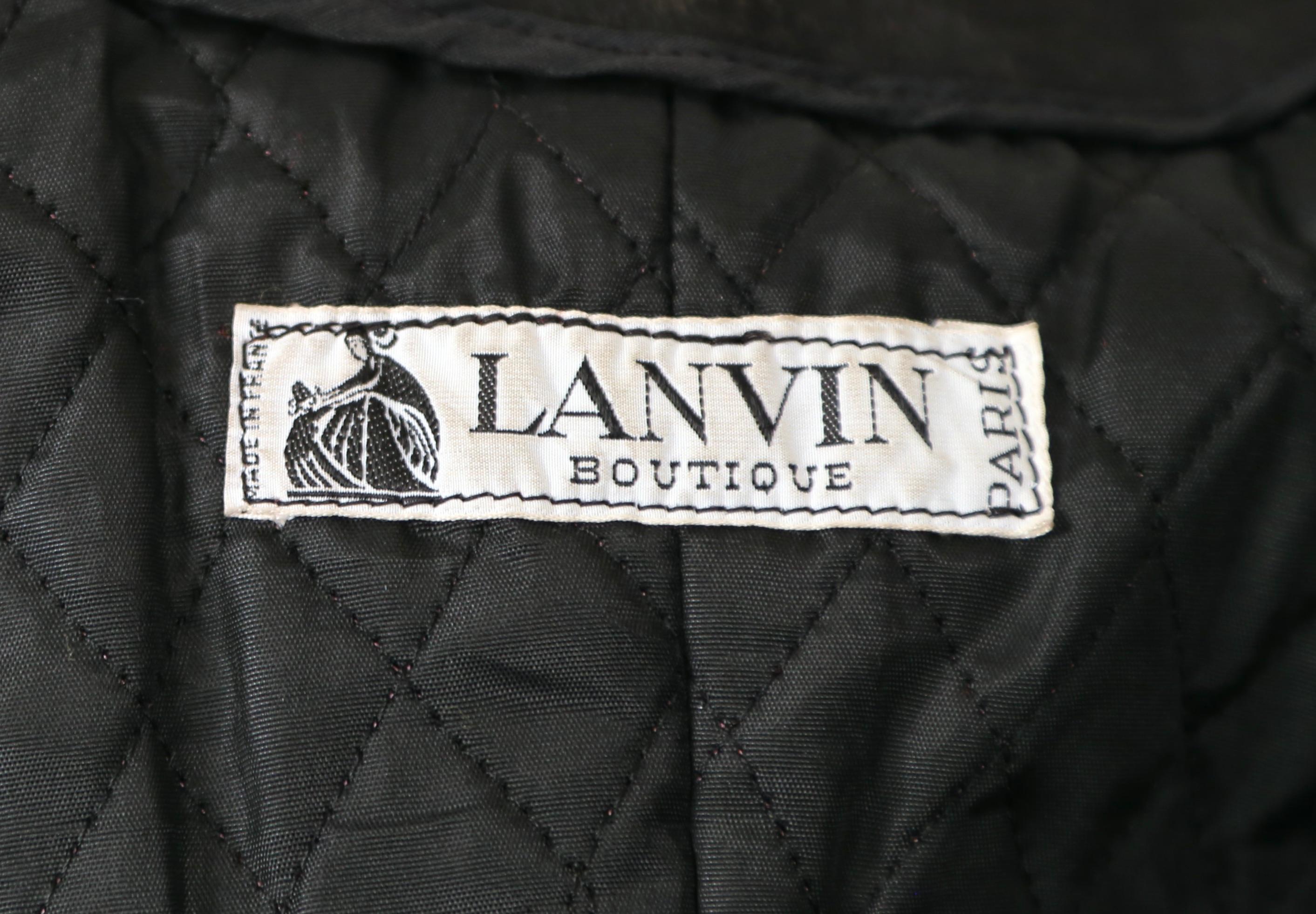 1980's LANVIN black suede coat with mink collar For Sale 4