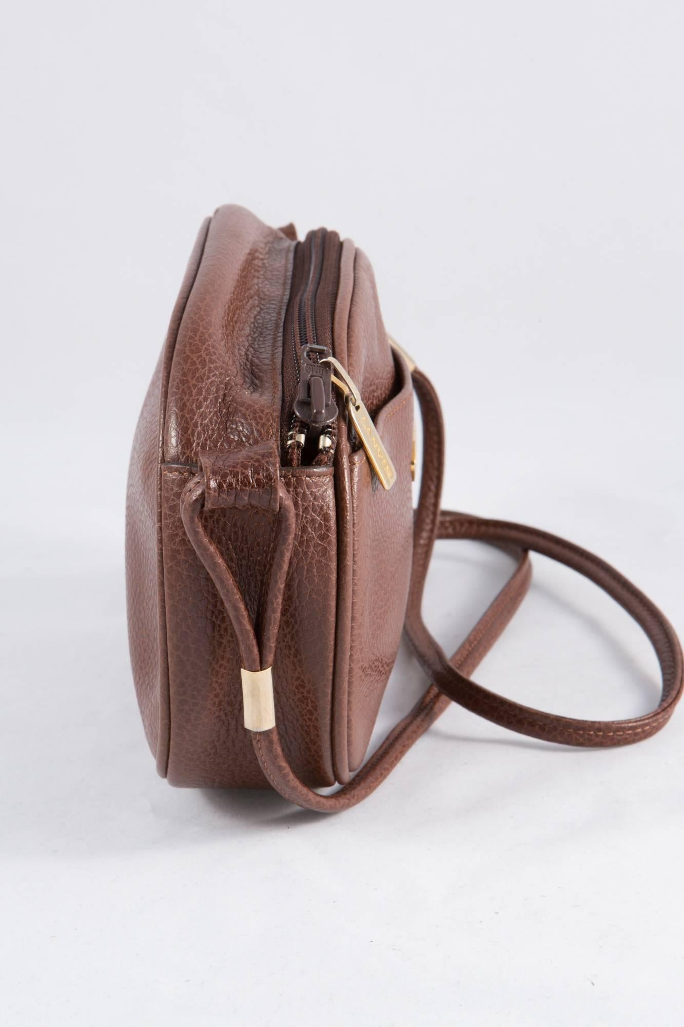Brown 1980s Lanvin Leather Nut Shoulder Bag