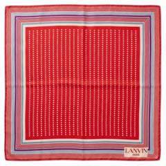 Roter Seidenschal von Lanvin Paris aus den 1980er Jahren mit Polka-Dots Mehrfarbige Streifen