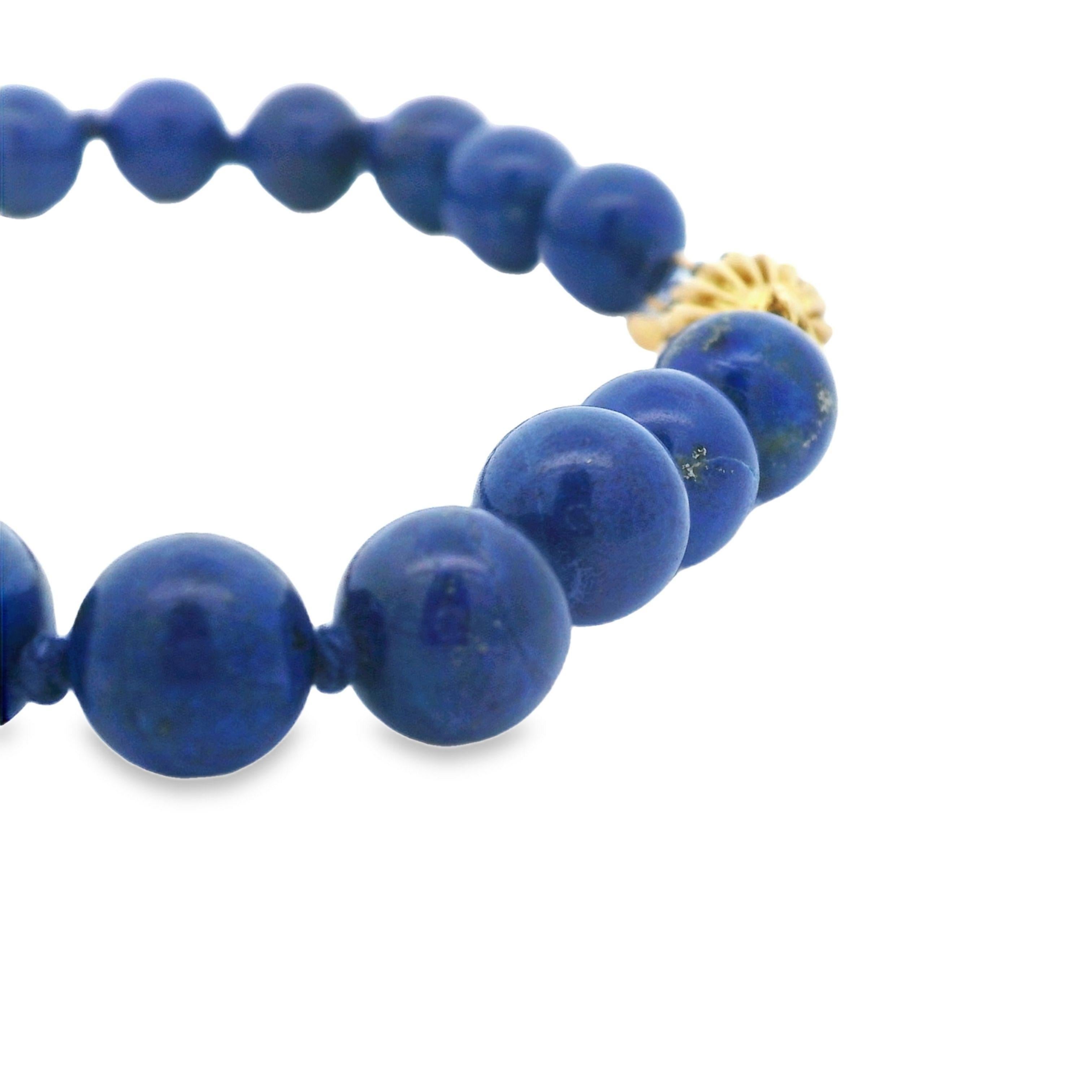1980s Lapis and 14k Yellow Gold Bead Bracelet w/ Independent Report 1