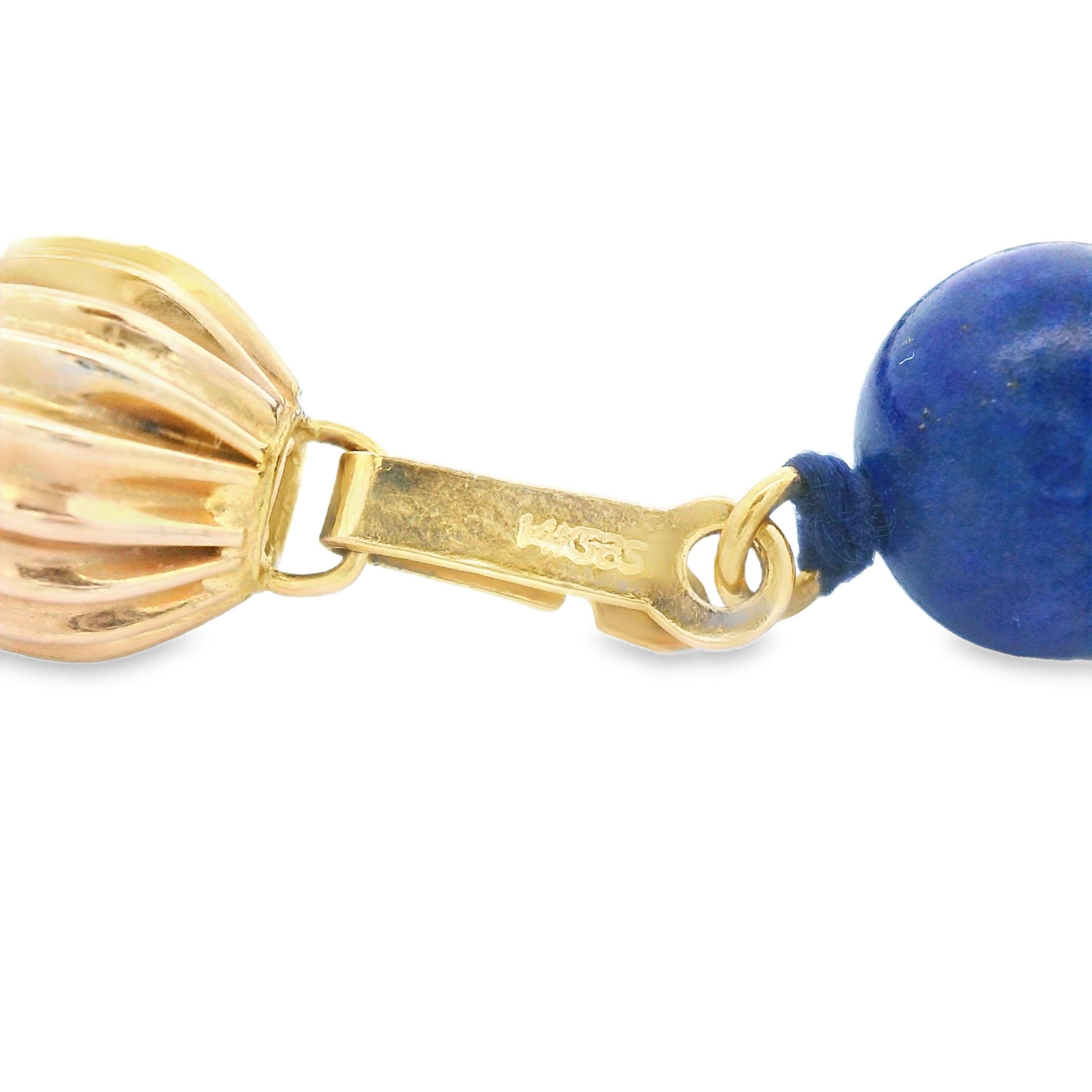 1980s Lapis and 14k Yellow Gold Bead Bracelet w/ Independent Report 2