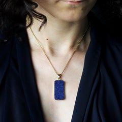 1980s Lapis Lazuli 18 Karat Yellow Gold Plate Pendant