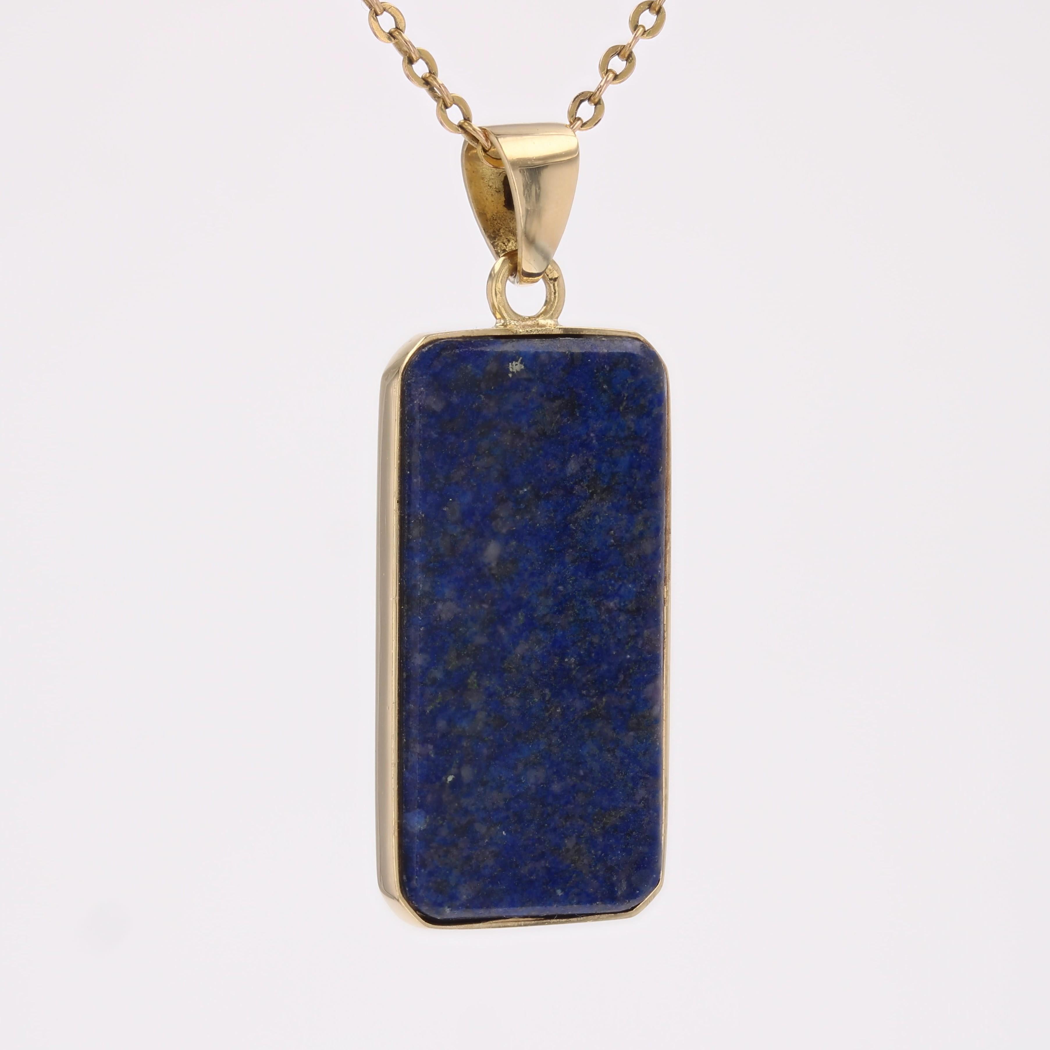 Quadrato 1980s Lapis Lazuli 18 Karat Yellow Gold Plate Pendant in vendita