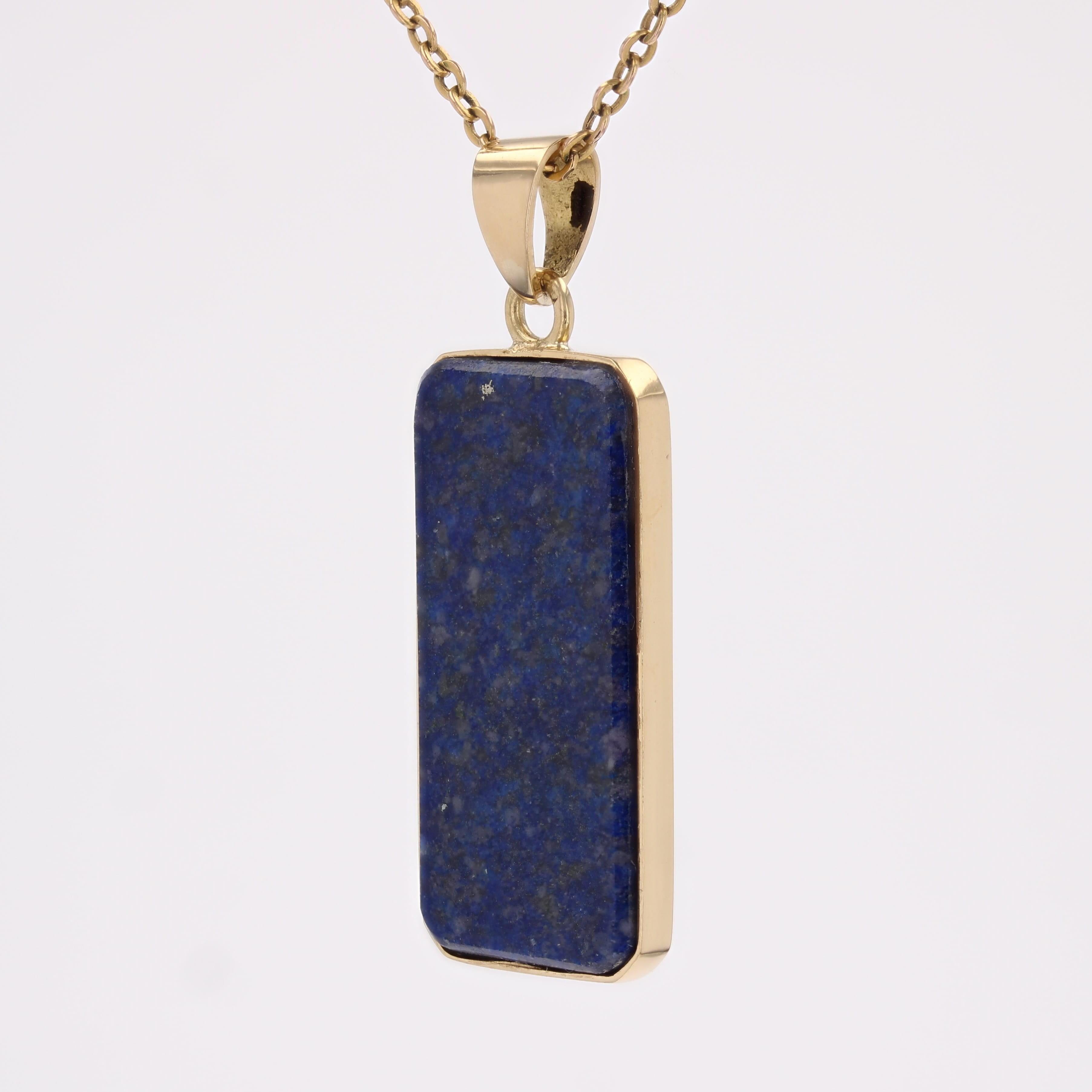 1980s Lapis Lazuli 18 Karat Yellow Gold Plate Pendant In condizioni buone in vendita a Poitiers, FR