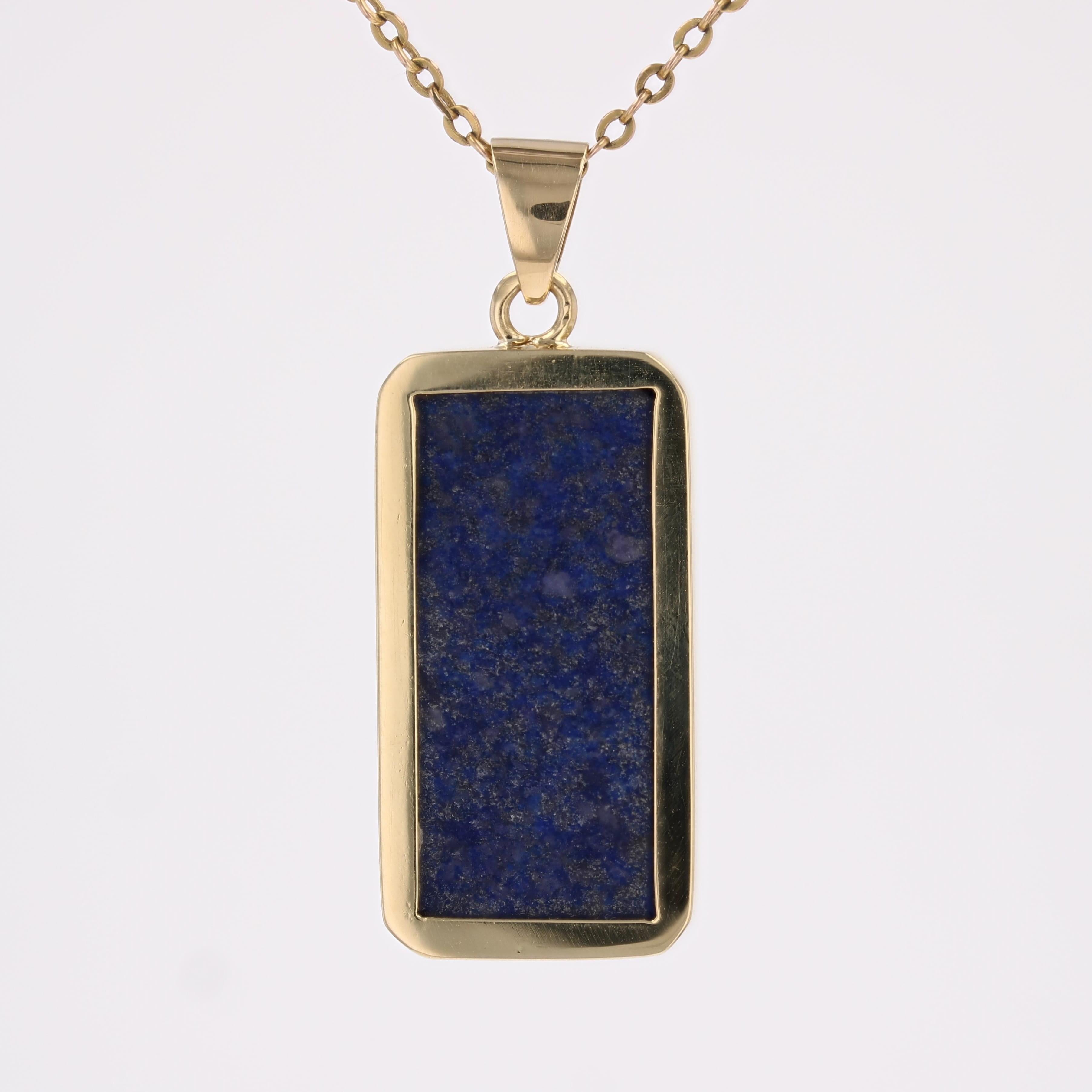 1980s Lapis Lazuli 18 Karat Yellow Gold Plate Pendant in vendita 2