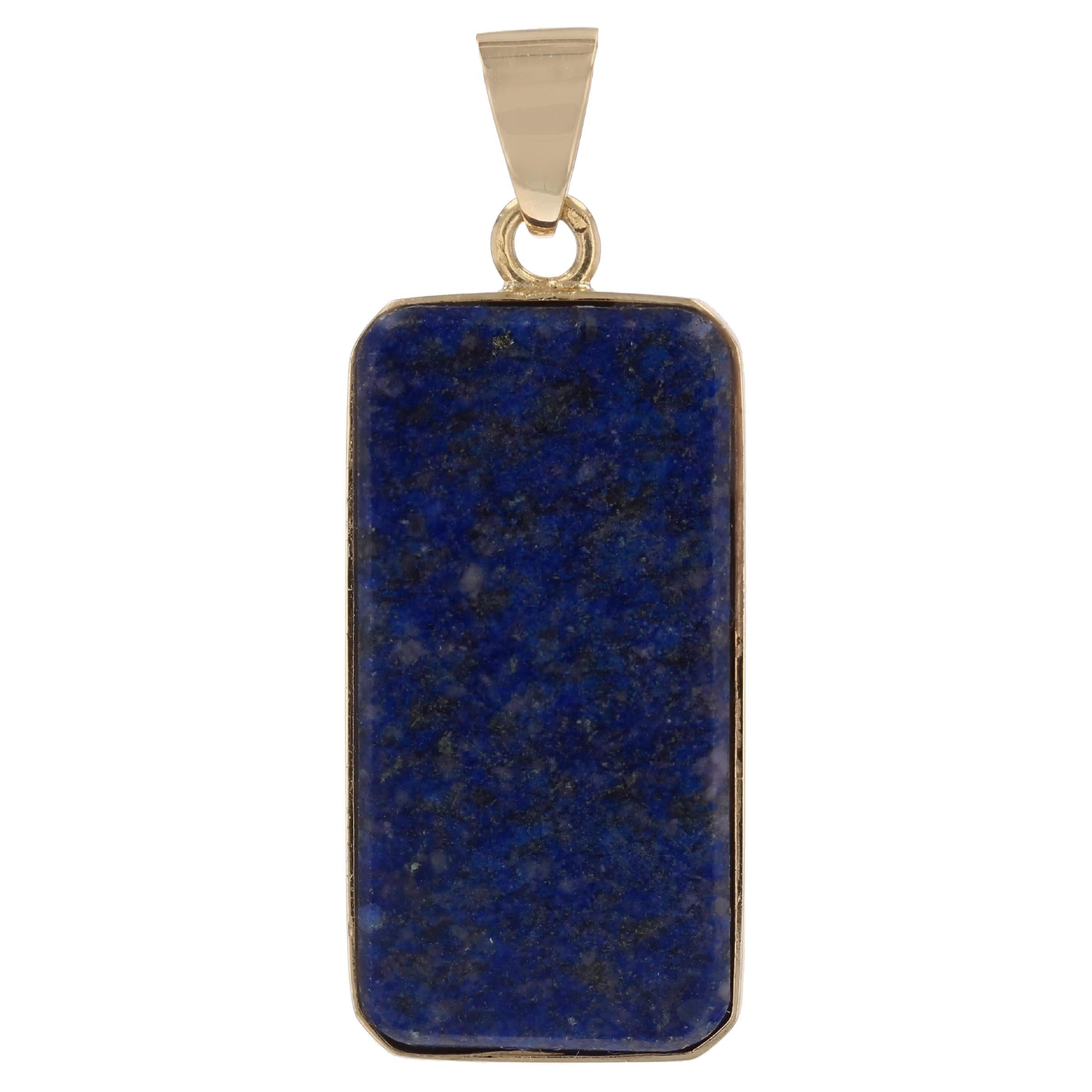 1980s Lapis Lazuli 18 Karat Yellow Gold Plate Pendant