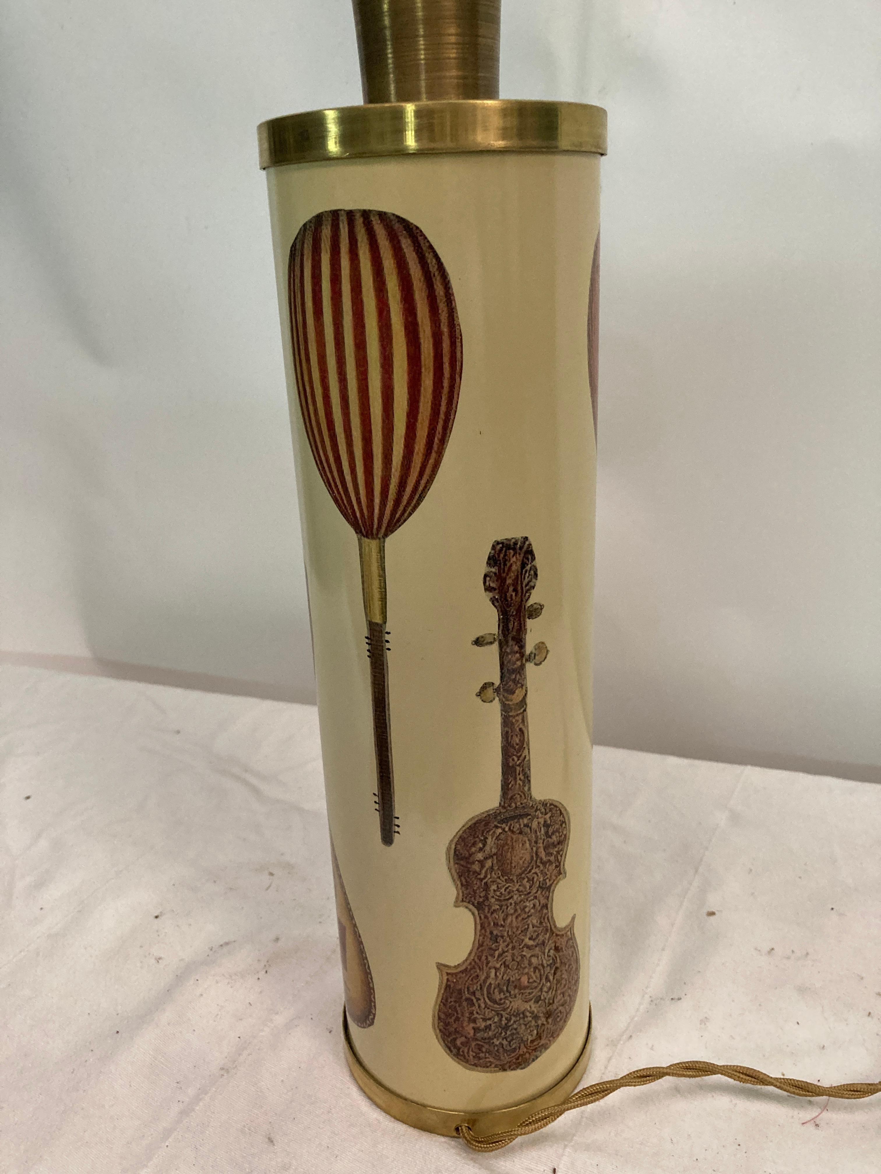 1980's Laquered metal lamp by Piero Fornasetti In Fair Condition For Sale In Bois-Colombes, FR