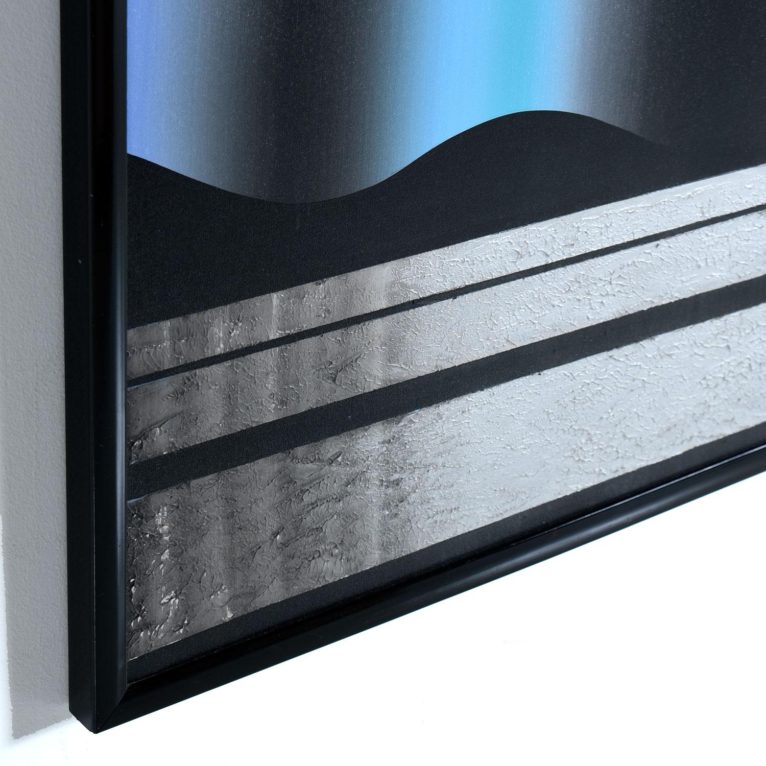 Canvas 1980s Large Black and Jewel-Tone Geometric Memphis Style Painting Signed Pak For Sale