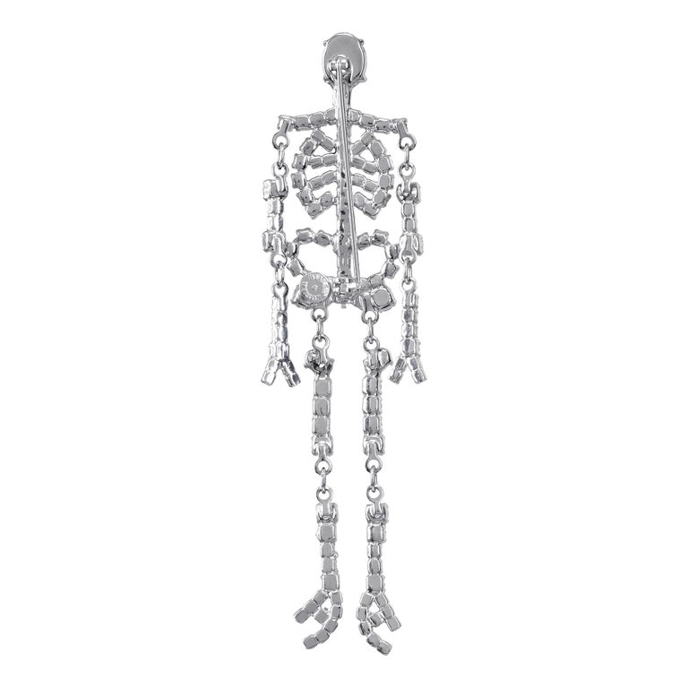 1980s Large Butler and Wilson Diamante Skeleton Brooch For Sale at 1stDibs