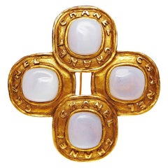 1980s Large Chanel Gold and Opal Brooch