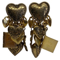 Vintage 1980s Large Dangling Charm Earrings 