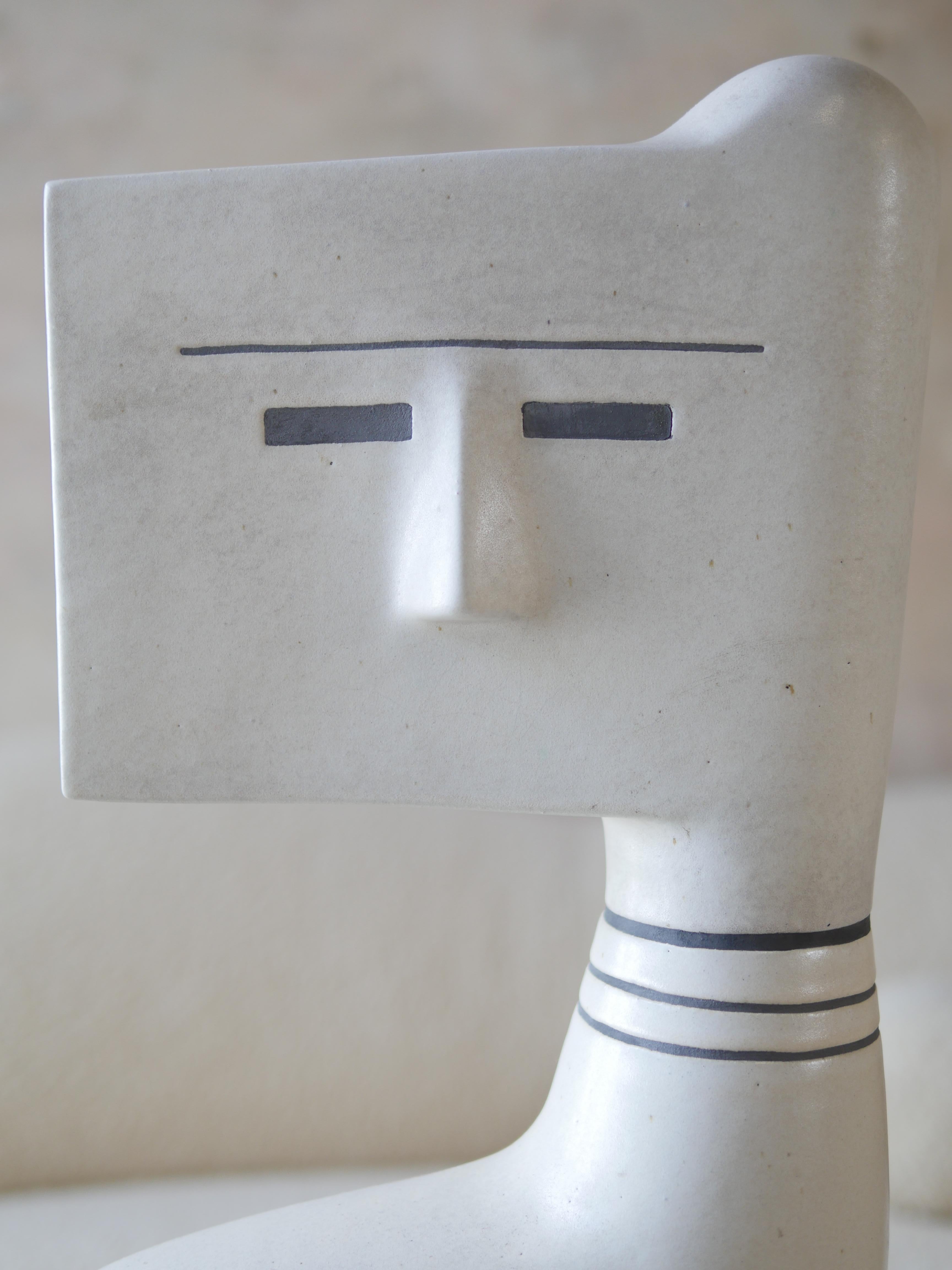 Large vintage post modern figurative, double-sided ceramic art sculpture. 