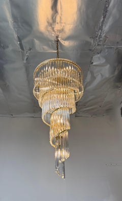 Großer französischer Messing-Spiral-Kronleuchter aus den 1980er Jahren
