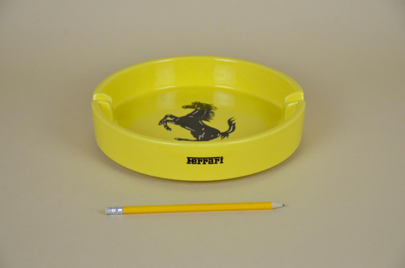 Mid-Century Modern 1980s Large Italian Advertising Yellow Ceramic Ferrari Ashtray by Bitossi