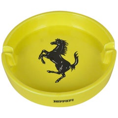 1980s Large Italian Advertising Yellow Ceramic Ferrari Ashtray by Bitossi