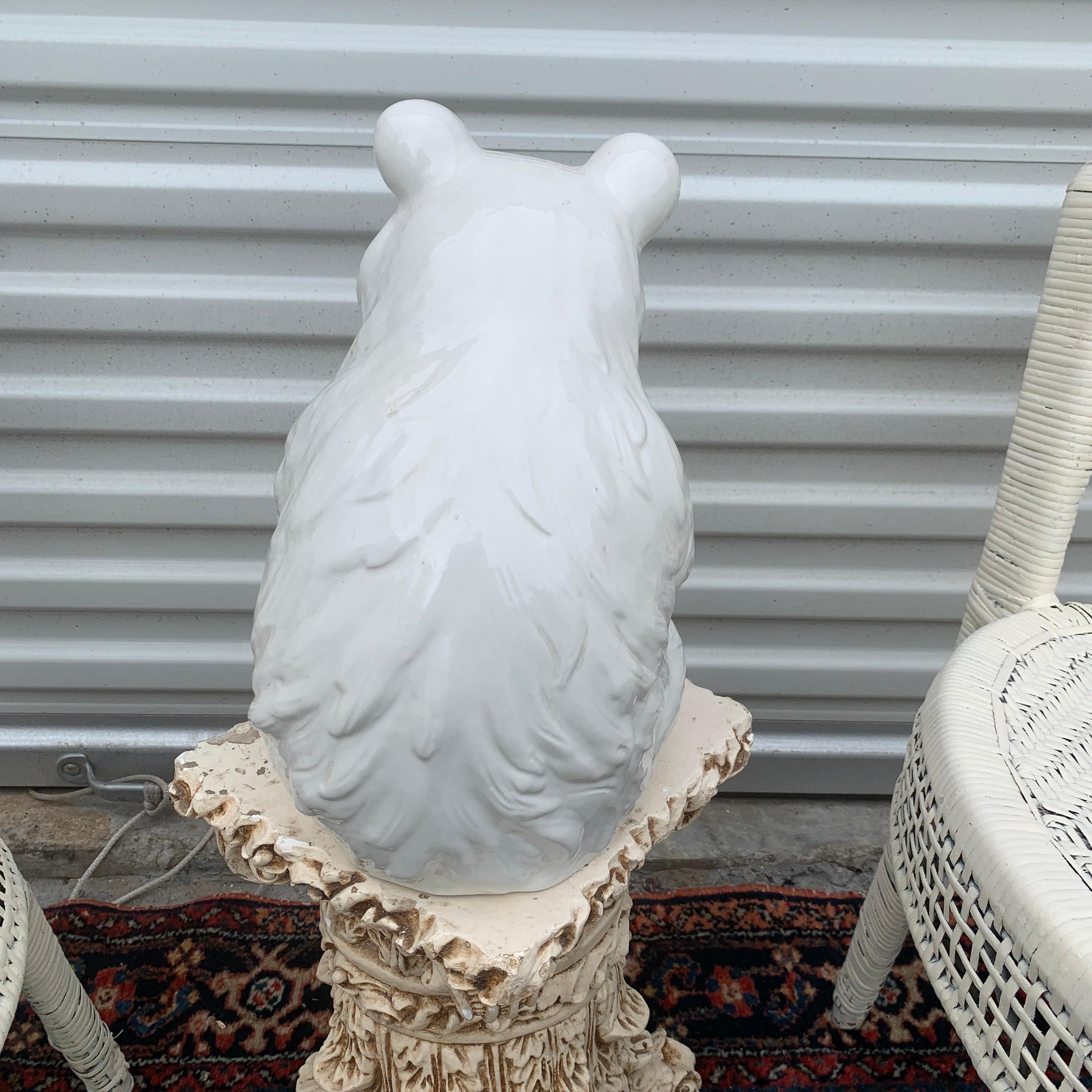 Circa 1980s white ceramic Italian (signed) decorative object / sculpture. This piece is in over all good condition with one small blemish on the back. This may be a defect from the firing process, it's hard to tell. Signed Italy on the base. Totally