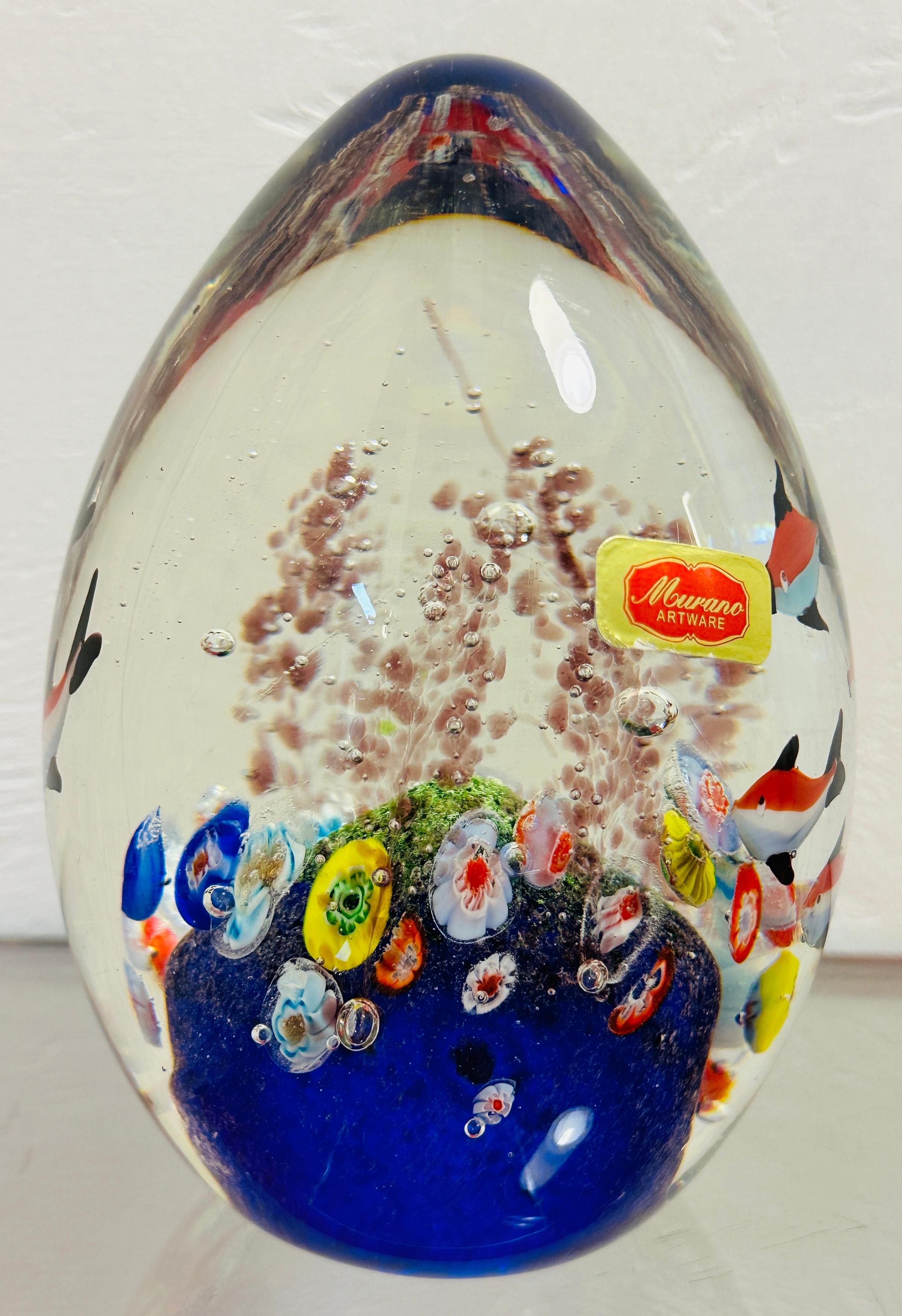 Grand presse-papiers italien d'aquarium Cenedese en verre de Murano soufflé à la main des années 1980 6