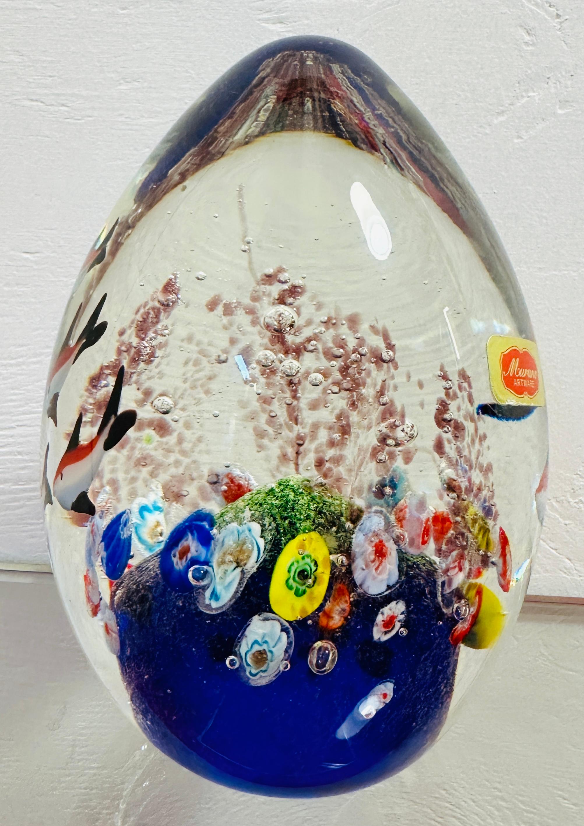 Grand presse-papiers italien d'aquarium Cenedese en verre de Murano soufflé à la main des années 1980 Bon état à London, GB