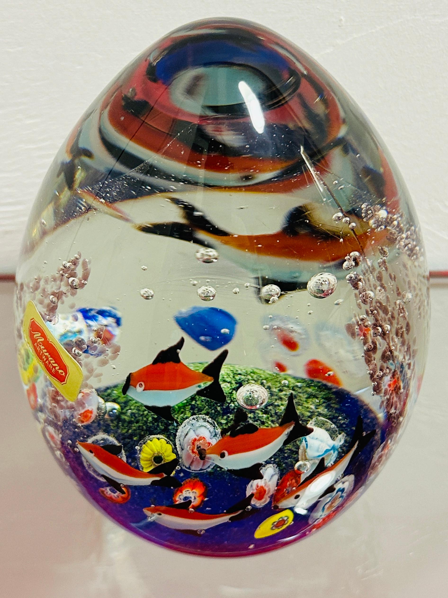 Grand presse-papiers italien d'aquarium Cenedese en verre de Murano soufflé à la main des années 1980 2