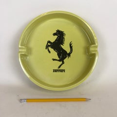 1980s Large Italian Yellow Ceramic Ferrari Ashtray by Bitossi with Original Box