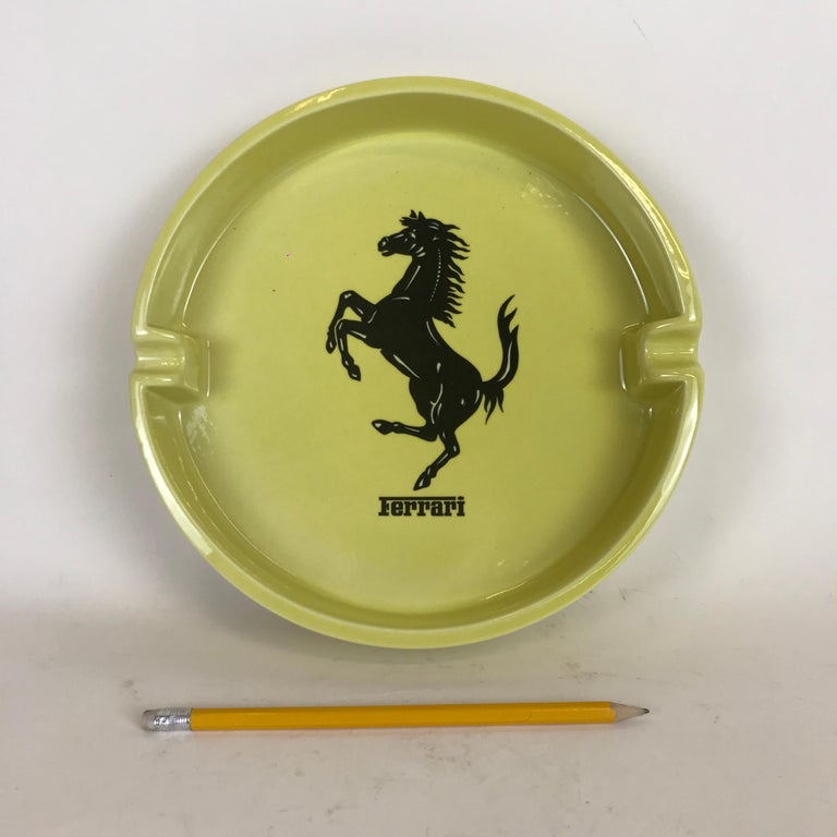 1980s Large Italian Yellow Ceramic Ferrari Ashtray by Bitossi with