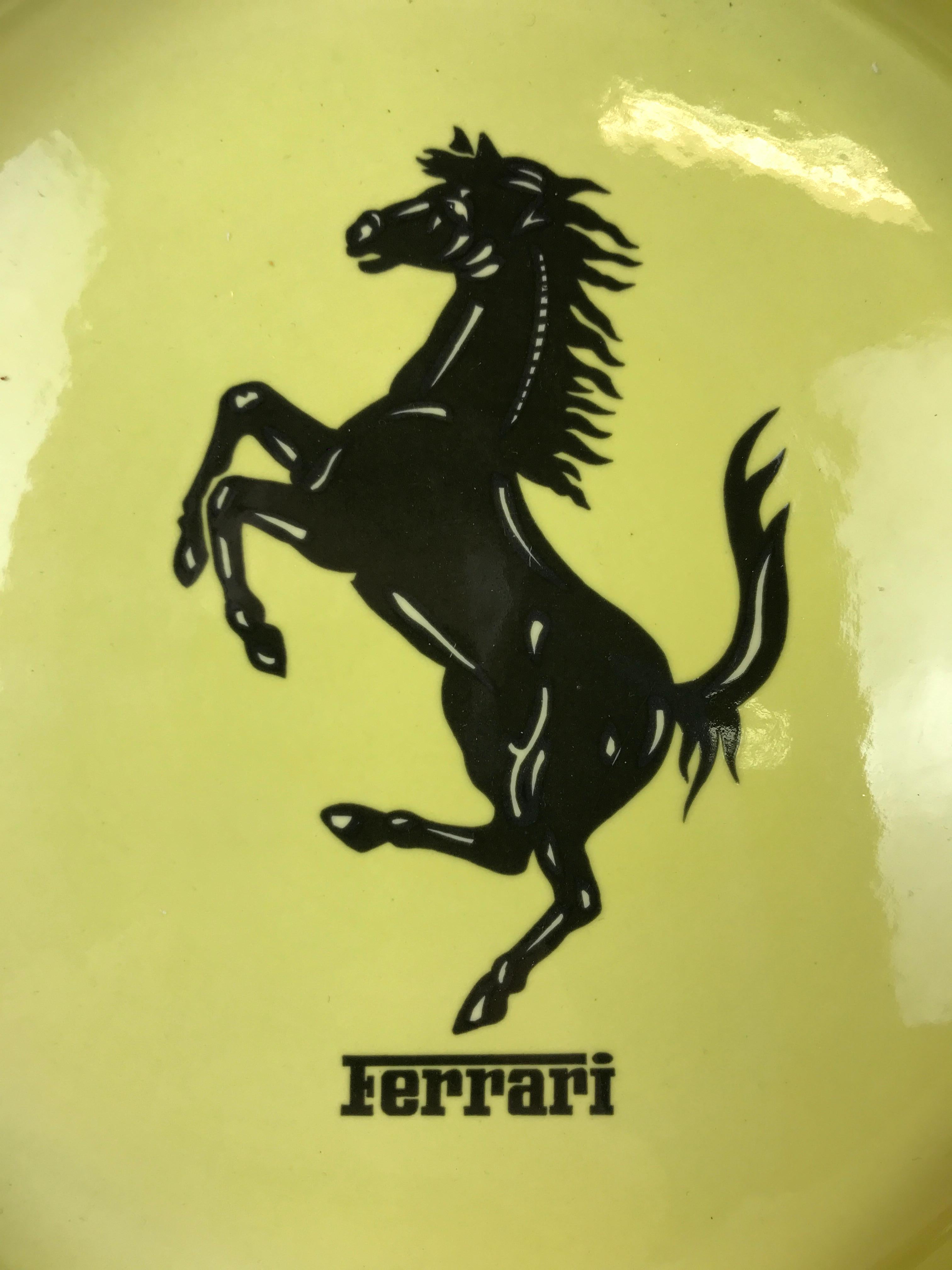 1980s Large Italian Yellow Ceramic Ferrari Ashtray by Bitossi with Original Box In Good Condition For Sale In Milan, IT