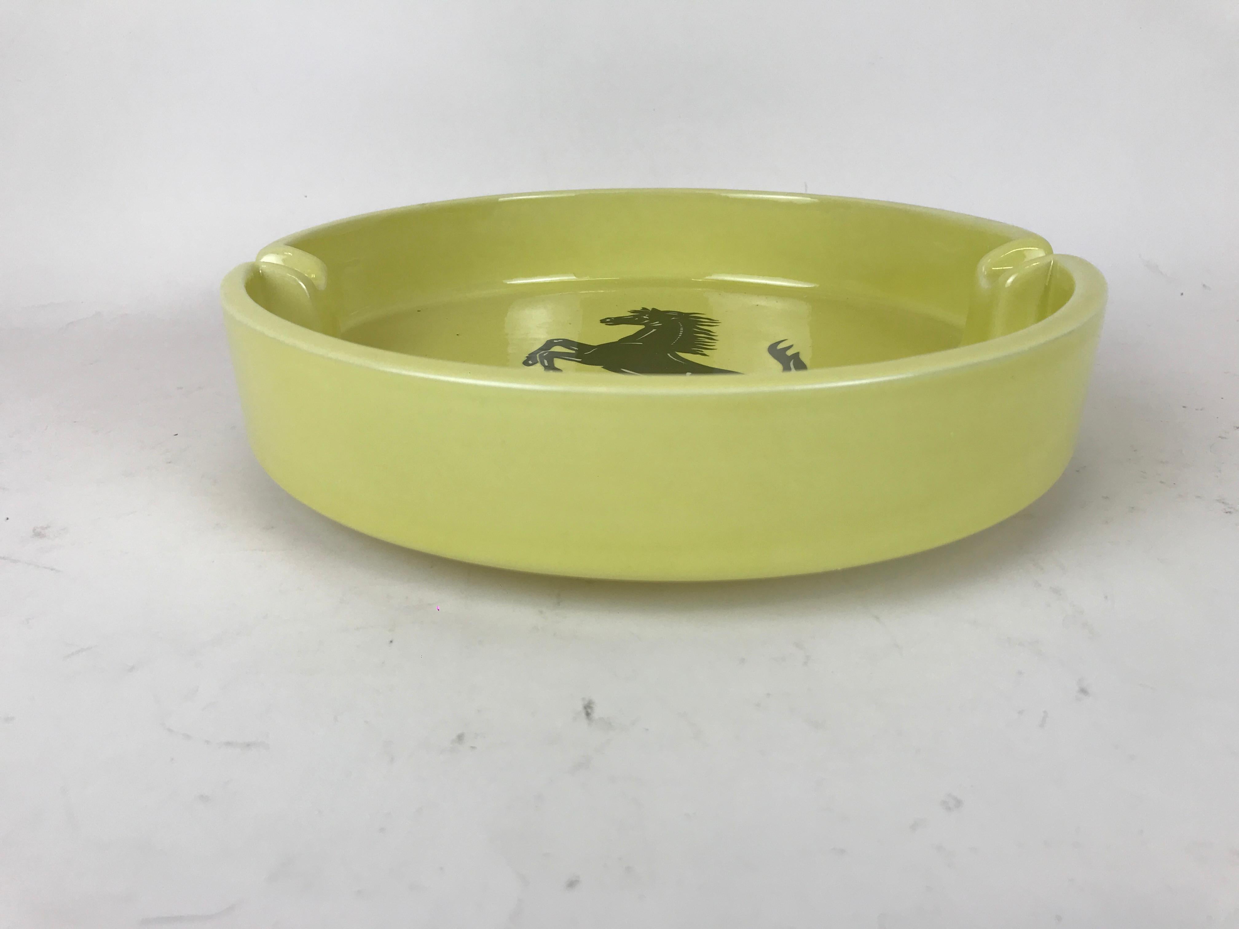 1980s Large Italian Yellow Ceramic Ferrari Ashtray by Bitossi with Original Box For Sale 2