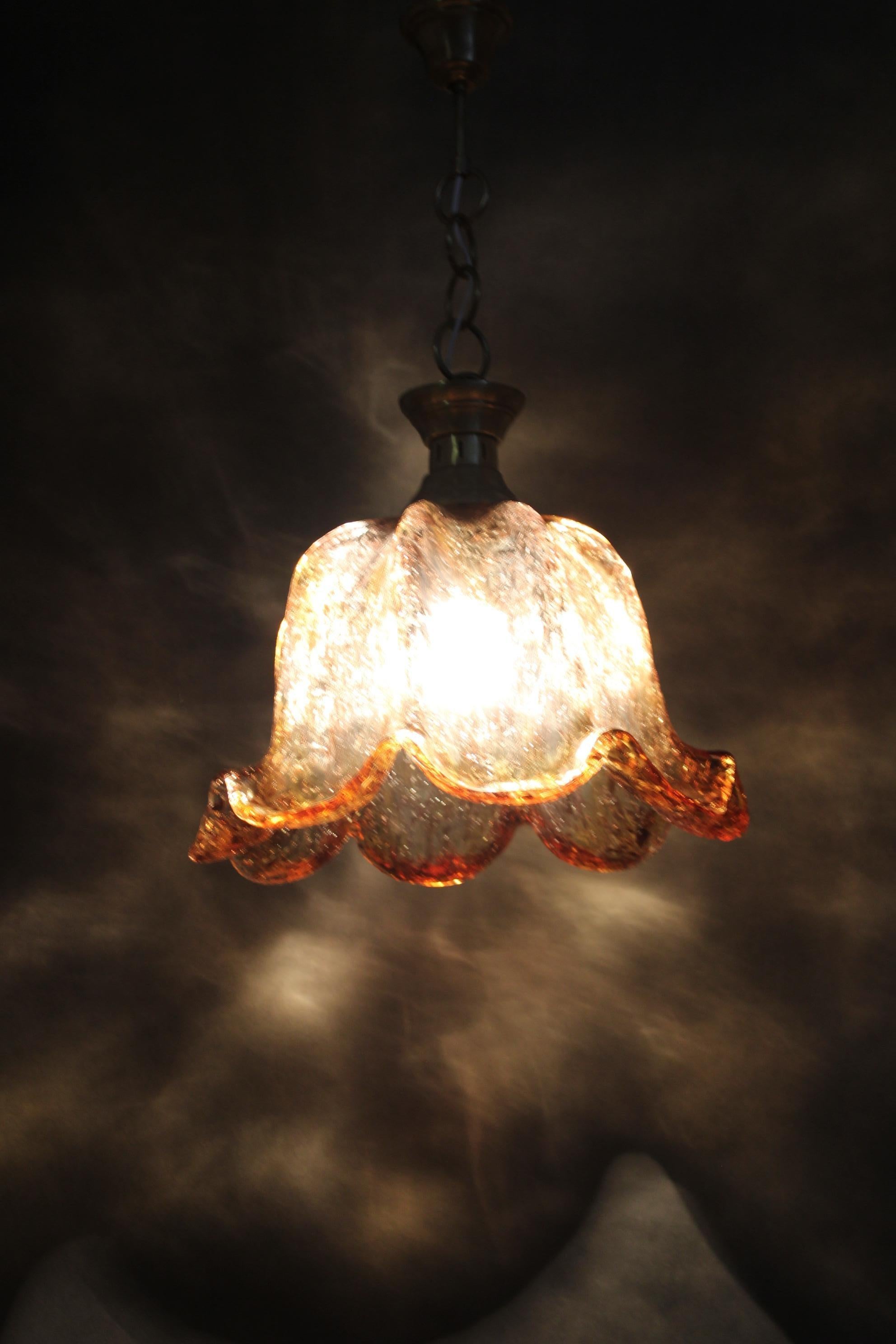 1980s Large Murano Glass Pendant Light, Italy For Sale 4