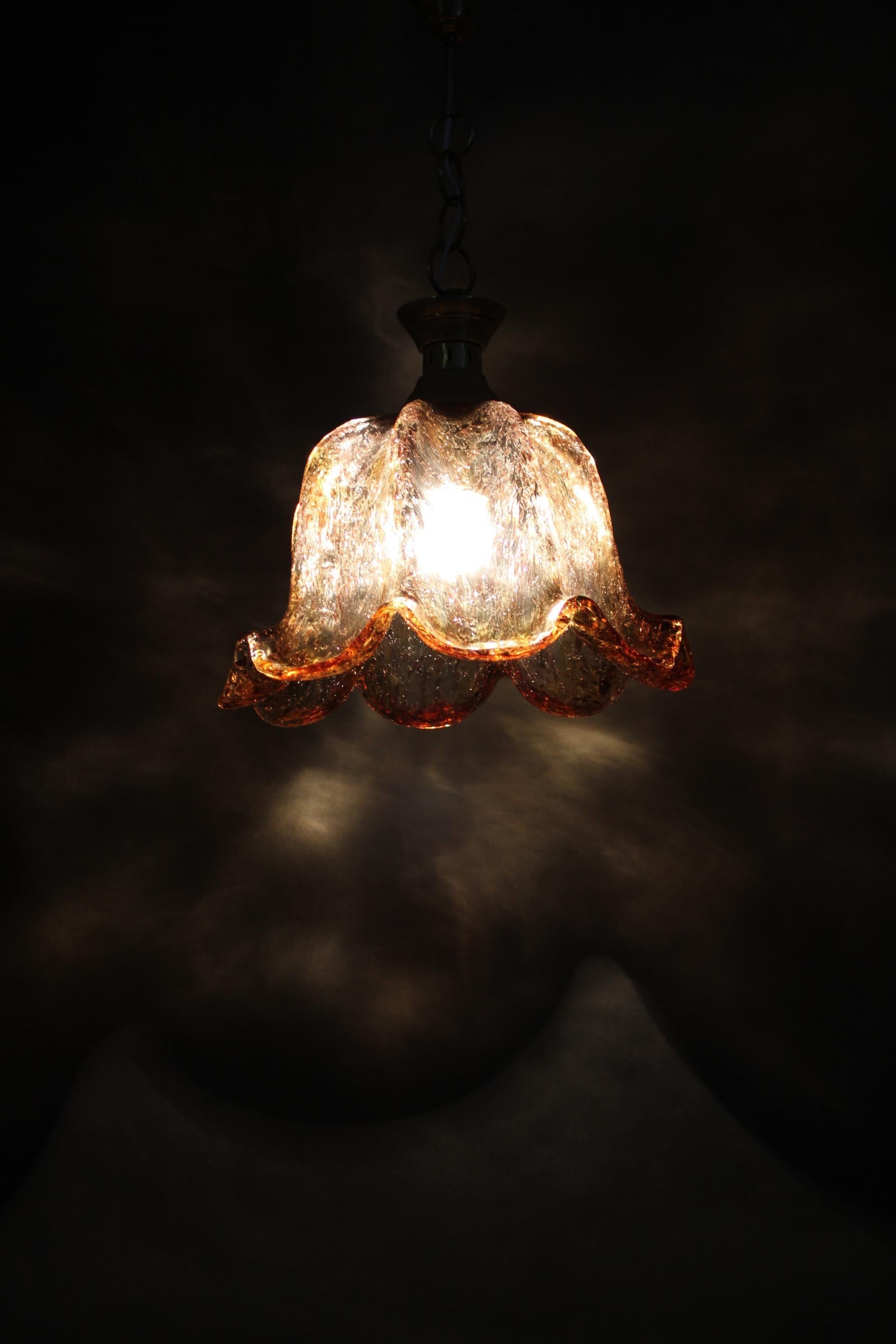 1980s Large Murano Glass Pendant Light, Italy For Sale 5