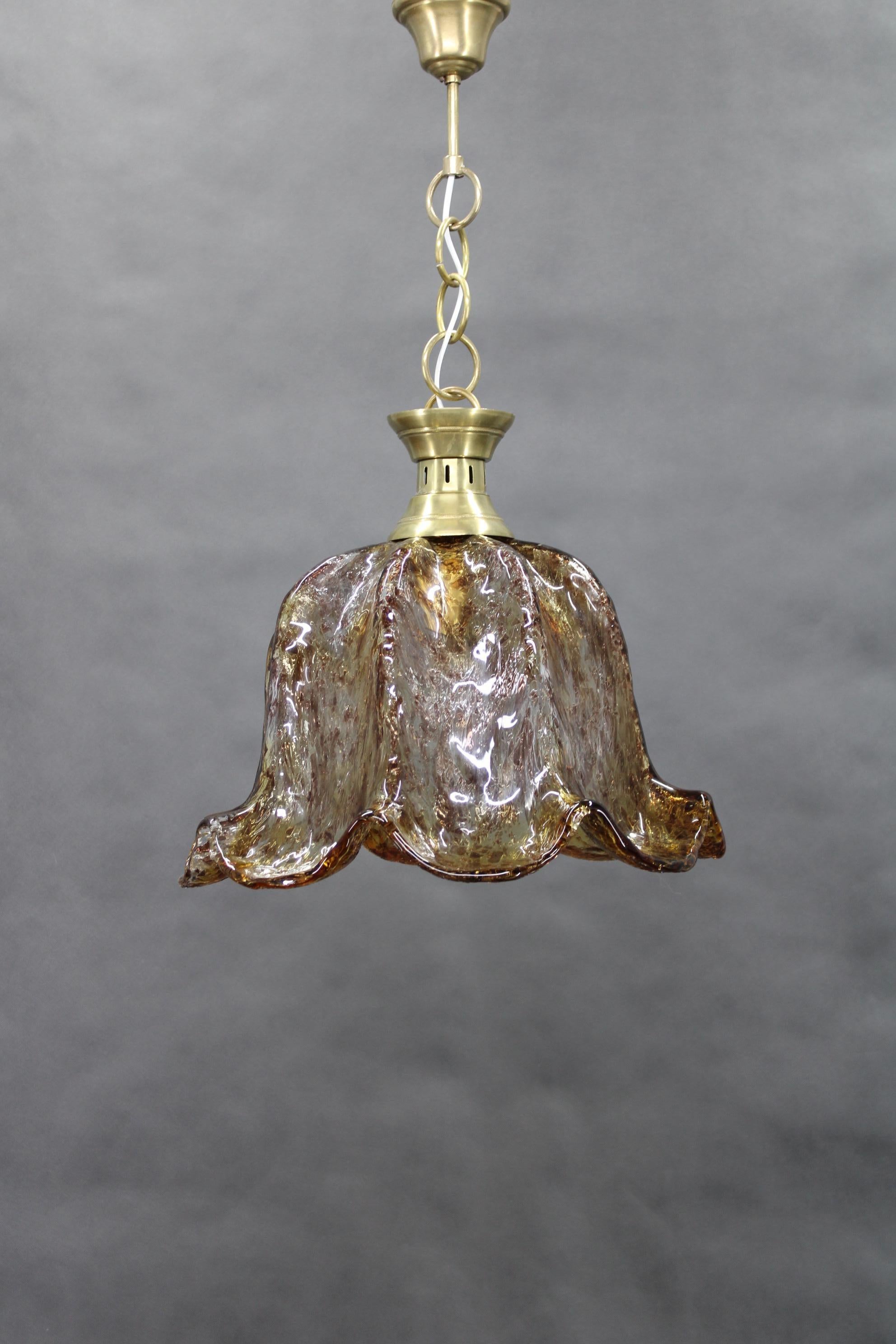 Italian 1980s Large Murano Glass Pendant Light, Italy For Sale