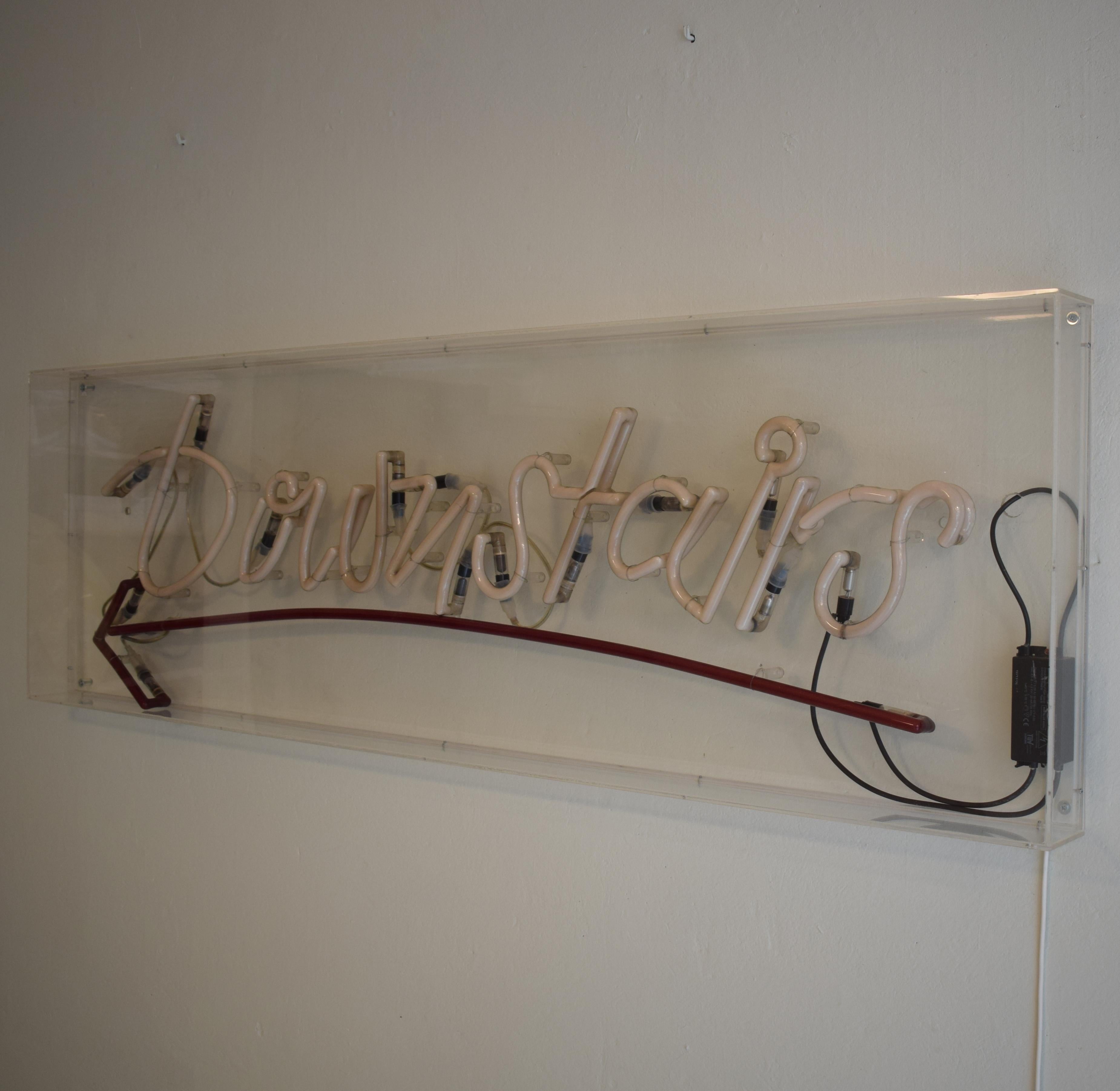 Large Mid Century Neon Sign Red / Blue 