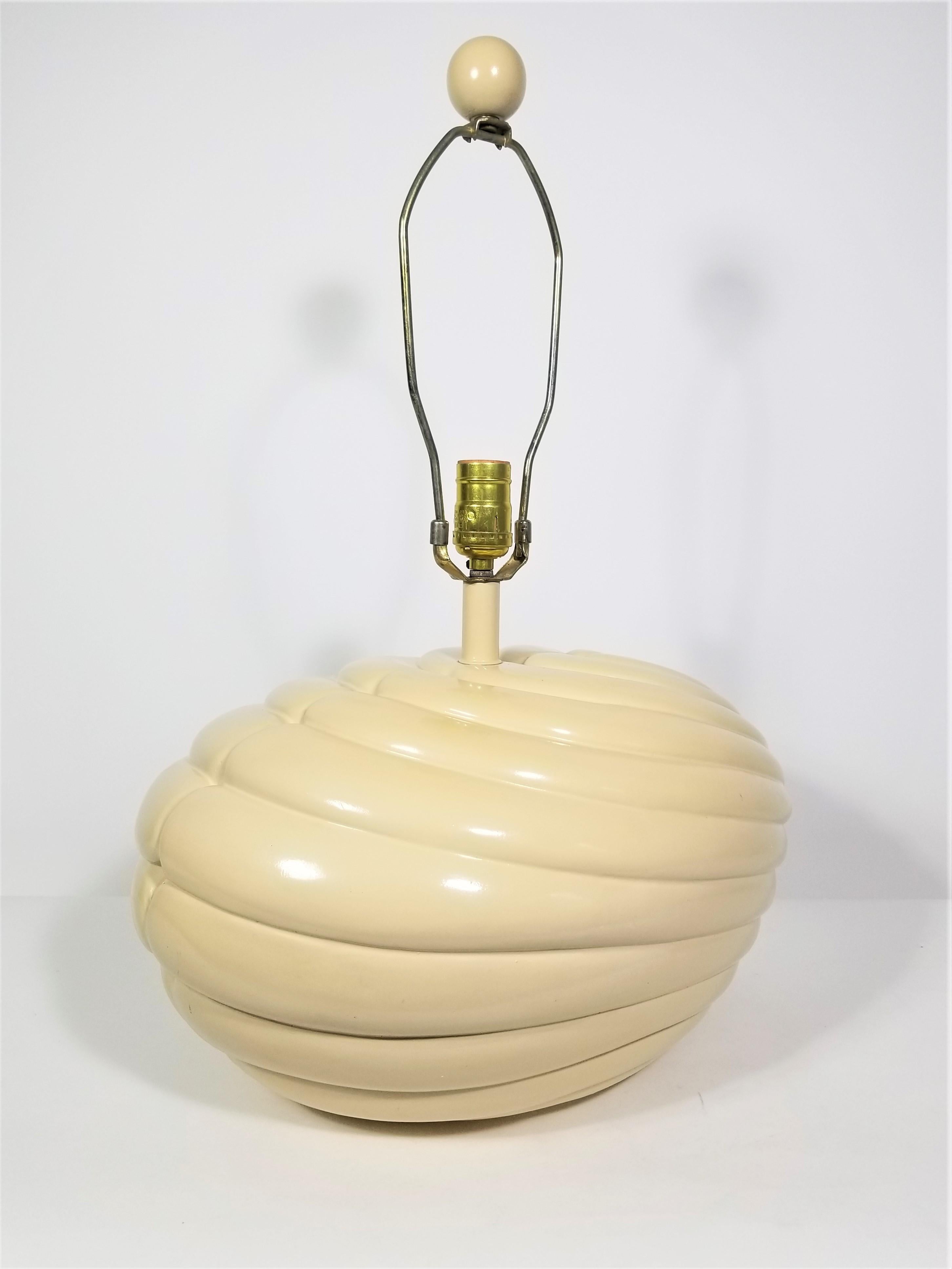 Ceramic 1980s Large Off White Shell Inspired Sculptural Table Lamp