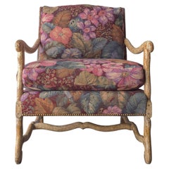 1980s Large Scale Rustic Mediterranean Style Tapestry Lounge Chair