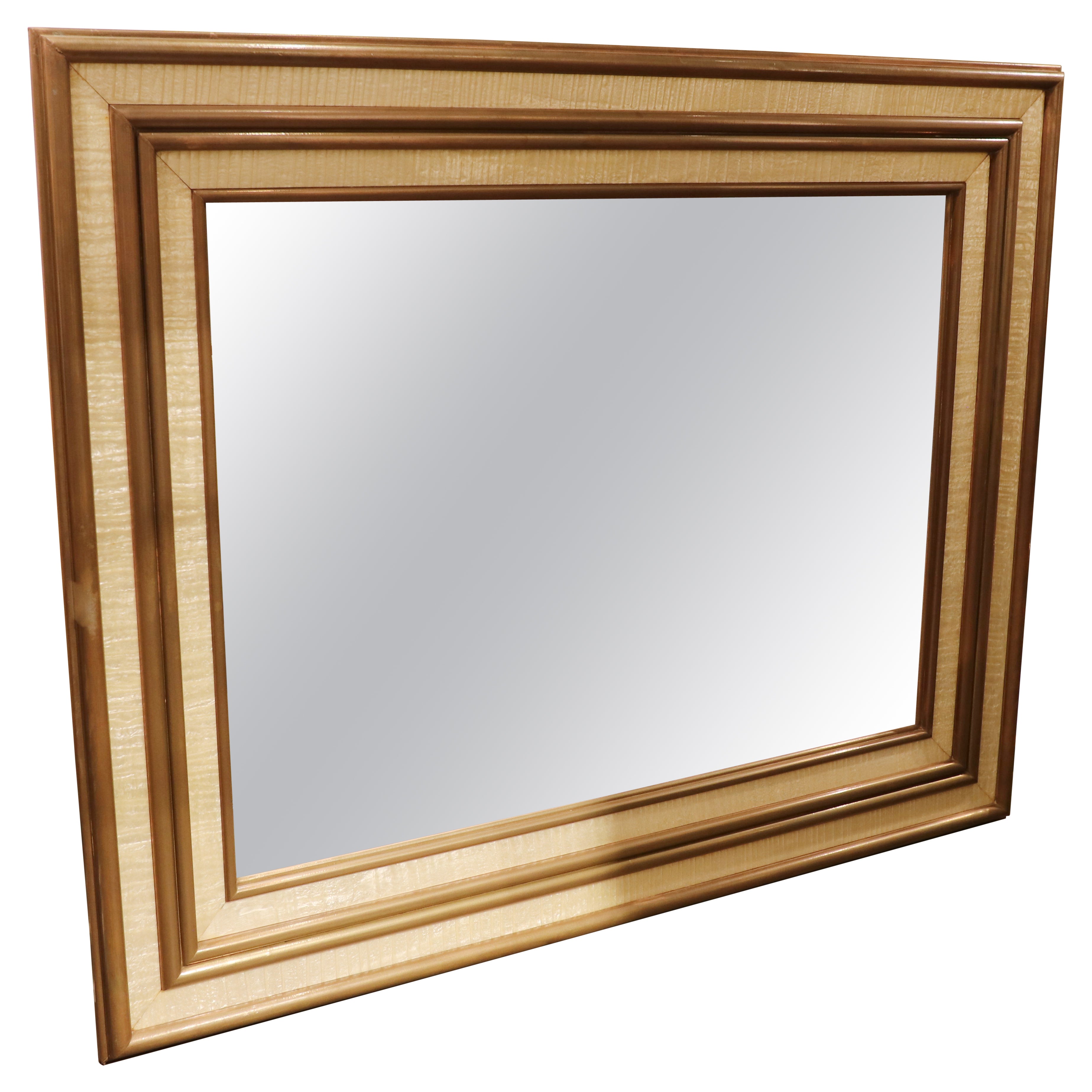 1980s Large Spanish Mirror in Brass and Resin. For Sale
