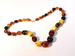1980s Large Vintage Baltic Amber Bead Necklace, Graduated, 130 Grams