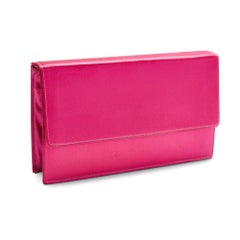 1980s Launer London Tosca Silk Pink Clutch with Gold Chain Strap
