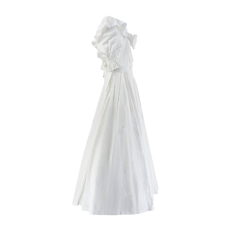 1980s Laura Ashley White Embossed Print Wedding Dress at 1stDibs 1980s Laura Ashley White Embossed Print Wedding Dress at 1stDibs