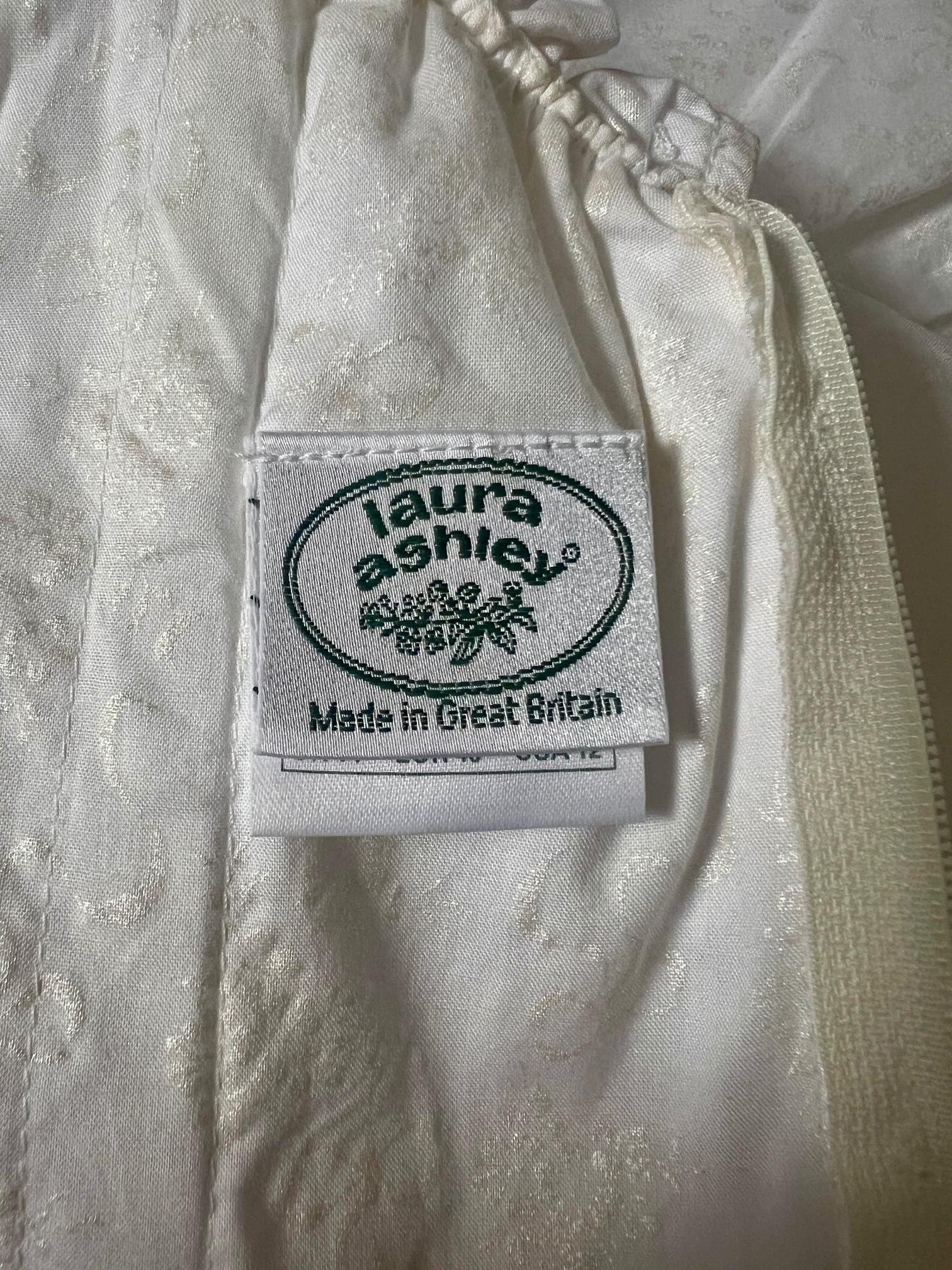 Women's 1980s Laura Ashley White Embossed Print Wedding Dress