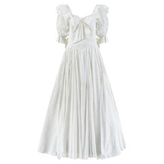 Abito da sposa con stampa in rilievo bianco di Laura Ashley degli anni '80