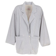 1980s Laura Biagiotti bicolor striped cotton denim jacket