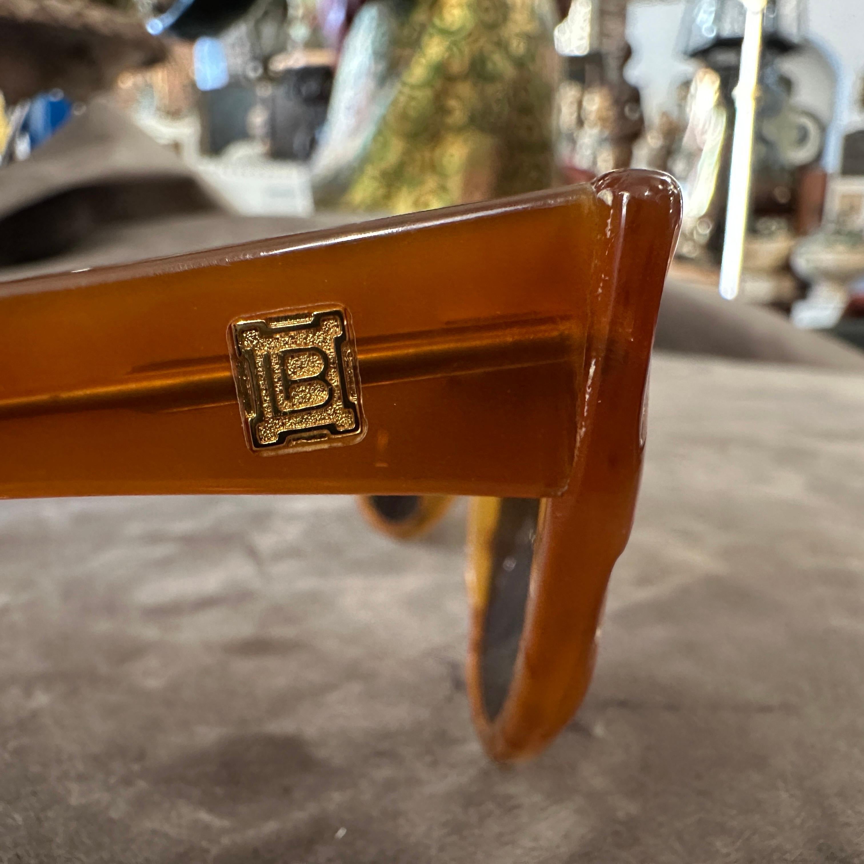 De las mujeres Gafas de sol de lujo Laura Biagiotti de perla y acetato marrón de los años 80 en venta