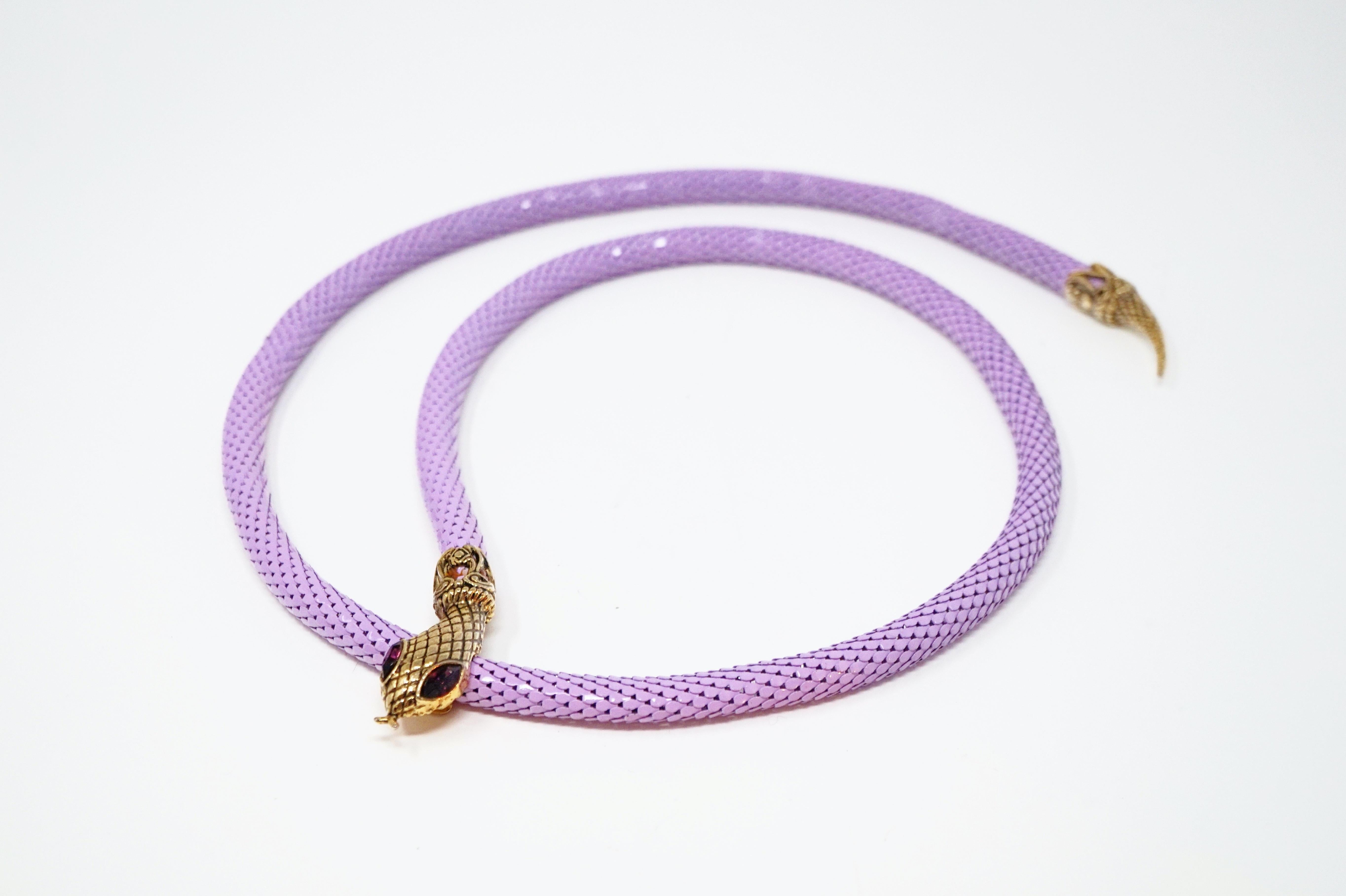 1980s Lavender Mesh Snake Belt or Necklace by DL Auld Co, Signed 2