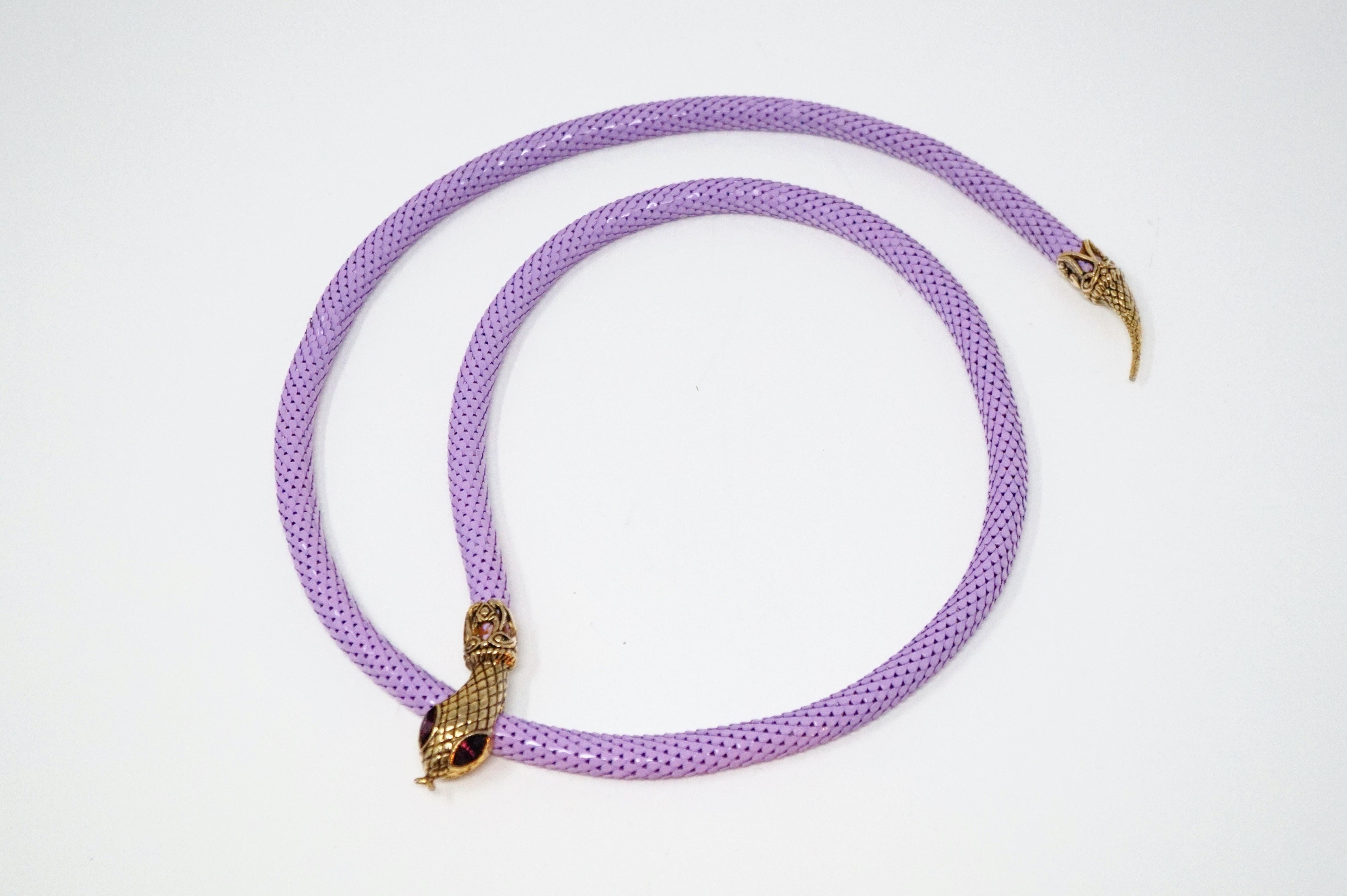 1980s Lavender Mesh Snake Belt or Necklace by DL Auld Co, Signed 3