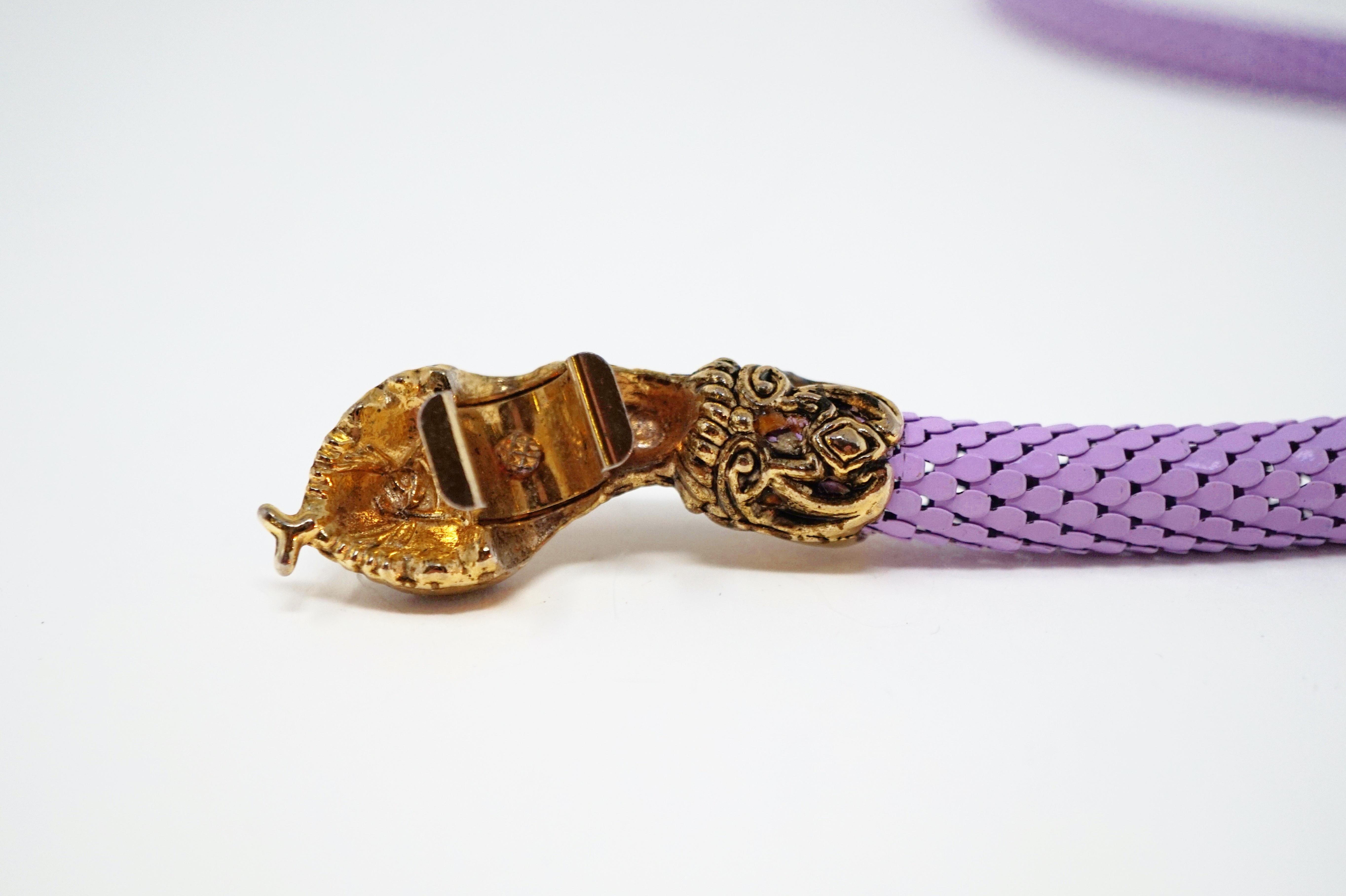 Women's 1980s Lavender Mesh Snake Belt or Necklace by DL Auld Co, Signed