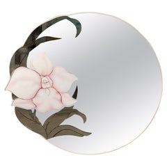 1980s Layered Floral Round Wall Mirror by David Marshall