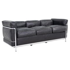 1980er Jahre Le Corbusier, Perriand, Jeanneret für Cassina LC2 Dreisitzer-Sofa in Leder