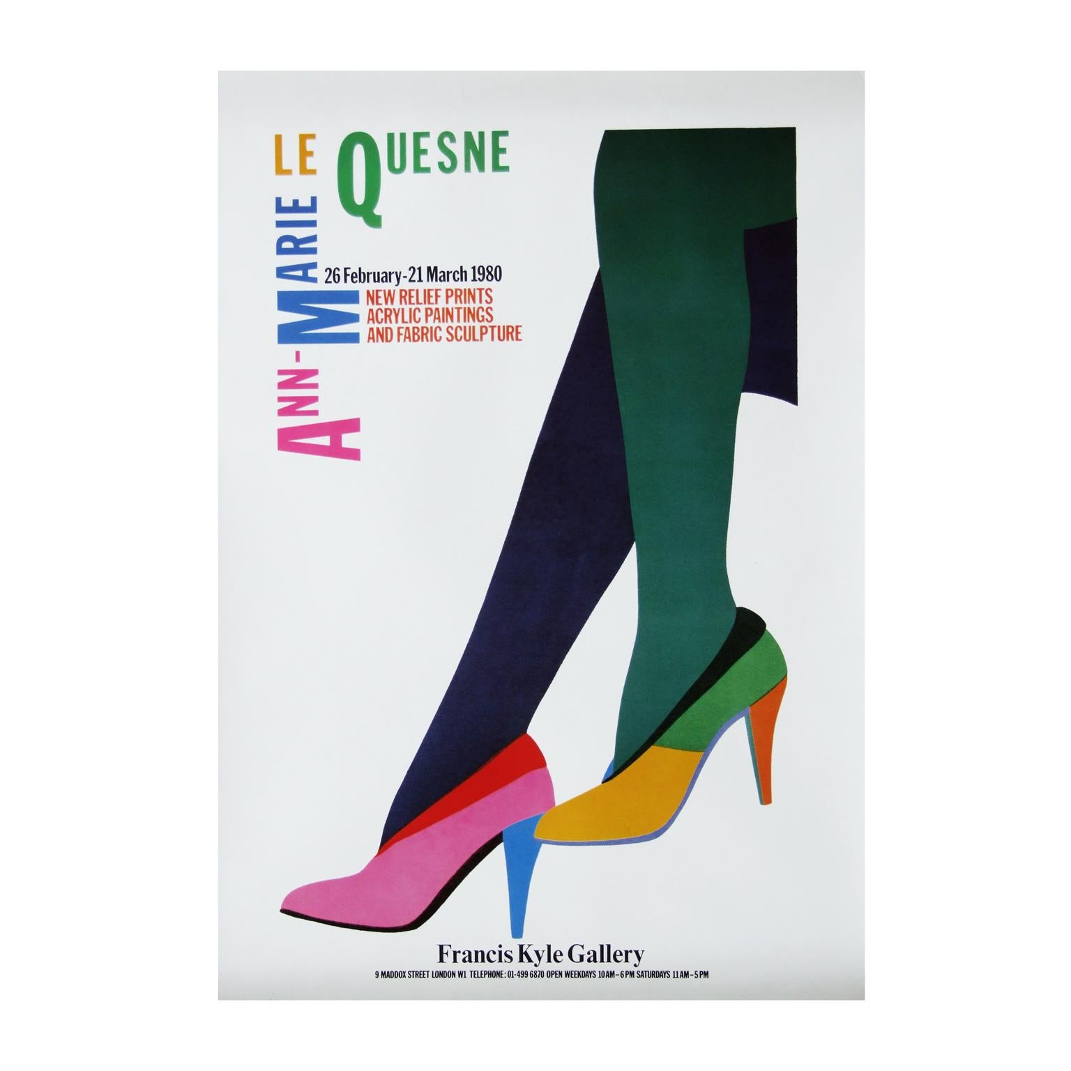 1980s Le Quesne Art Exhibition Poster Pop Art Heels In Good Condition For Sale In Nottingham, Nottinghamshire