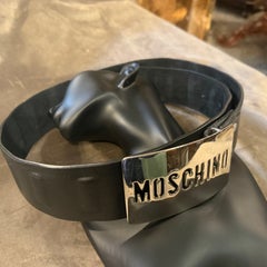 1980s Leather and Steel Iconic Belt by Franco Moschino