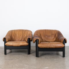 1980s Leather Armchairs, a Pair