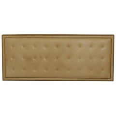 1980's Leather buttomed headboard with brass Nail-head detail.